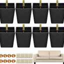 TURSTIN 8 Pack 3 Inch Furniture Legs Plastic Sofa Couch Legs Square Tapered Feet Sofa Legs with M8 T-Nuts Screws for Legs Sofas Chairs Cabinets Dressers Beds, Black
