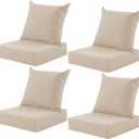 Outdoor Deep Seat Cushion Set, 24x24 Inch Water-Resistant & Fade-Resistant Outdoor Chair Cushions, Patio Furniture Cushions with Removable Cover for Patio Chair, Sofa, Beige (Set of 4)