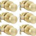 Haidms Brushed Gold Door Knobs Passage, Heavy Duty Zinc-Alloy Closet Door Knobs, Gold Interior Door Knob for Hallway & Closet, Round Ball Design(6 Pack)