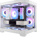 darkFlash ITX PC Case, Pre-Install 3 PWM ARGB Fans Computer Case, Full View Dual Tempered Glass ITX Case, Mini Size, Supports 240mm AIO(C275P) (White)
