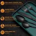 40 Pcs Black Silverware Set, Stainless Steel Flatware Set for 8, Food-Grade Cutlery Set, Mirror Polished Tableware Eating Utensils Set for Home Kitchen, Include Knife Fork Spoon Set, Dishwasher Safe