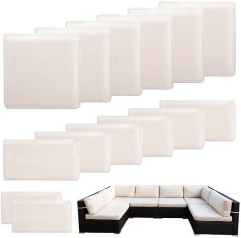 Thankyall 14 Piece Outdoor Patio Cushion Covers Replacement, Couch Cushions Covers with Zippers, Waterproof Patio Furniture Cushion Slipcovers for Couches,Outdoor Patio Furniture (Light Khaki)
