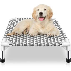 Kuntrust Elevated Outdoor Dog Bed Updated Raised Pet Cot Cooling Puppy Bed Lifted Dog Bed for Small Pets|Indoor Detachable Raised Dog Bed with Non-Slip Feet,Double-layer Cloth(S)