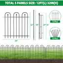 BOWDIMS Garden Fence with Gate - 5 Panels, 32 in(H) x 12 ft(L) No Dig Animal Barrier, Arched Decorative Garden Fence Border with Ground Stakes, Rustproof Metal Fencing for Yard Patio Dog Rabbit