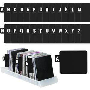 26 PCS Vinyl Record Dividers A-Z Alphabet Record Organizer with Alphabetical Tab Dividers for DVD Cd File Albums and Library Book Storage Holder Use Black