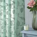 BGment Dark Green Sheer Curtains 84 Inches Long - Embroidered Leaf Pattern Light Filtering Cottage Core Botanical Semi Sheer Grommet Window Drapes for Farmhouse Living Room, 2 Panels, 52 x 84 Inch