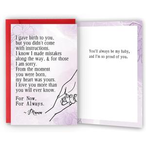 Hongshan Heartfelt Birthday Card for Son and Daughter,Funny Birthday Gifts Idea from Mom,Romantic Mother's Day Cards for Kids