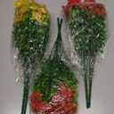 Hananona 2 Set Artificial Outdoor Flowers with Hanging Basket, 2 Hanging Planters with 24 Pcs Flowers for Spring Summer Front Porch Garden Patio Home Decor (2, Red, Purple, Yellow, Rose Red