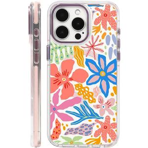 2 x ZHEGAILIAN Case for iPhone 13 Pro,[Compatible with MagSafe] - Pink,Wireless Slim Clear Shockproof Protective Cover for Women GirlGirly Passion Flower