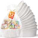 12 Pack Small Woven Basket with Gift Bags and Ribbons,Woven Gift Baskets Empty, White Woven Rope Baby Gift Empty Baskets for Gifts and Storage
