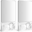 Wenqik 2 Pieces School Magnetic Locker Mirror with Holder Small Real Glass Mirror 6.69 x 5.51 Inch Magnetic Mirror with Organizer Bag for Locker Cabinet Refrigerator Bathroom Office Fridge(White)