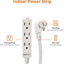 Amazon Basics 3-Prong Indoor Rectangle Extension Cord Power Strip, Flat Plug, Space-Saving, Grounded, 13 Amps, 1625 Watts, 125 VAC, 6 ft, White, 2-Pack