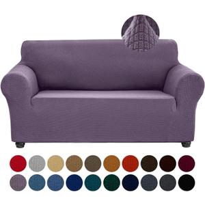 Joccun Stretch Loveseat Couch Cover Slipcover, 1-Piece Sofa Cover for 2 Cushion Couch Spandex Jacquard Washable Furniture Protector Cover for Living Room,Kids,PetsLoveseat,Grapeade