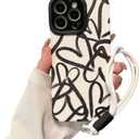 Cute Graffiti Hearts Pattern Phone Case for iPhone 13 Pro Max, Soft TPU Full Protection with Wristband, Aesthetic Anti-Fingerprint Anti-Slip Design for Women & Girls