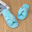 Enteer Women's Corduroy Bow Memory Foam Slippers, Open Toe Cross Band Non-Slip Indoor Outdoor House Slippers