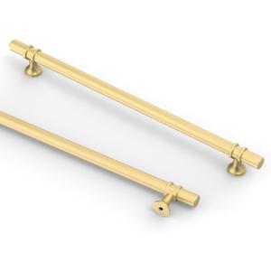 Asidrama 10 Pack 8.8 Inch(224mm) Brushed Gold Kitchen Cabinet Handles, Cabinet Pulls Kitchen Cabinet Hardware Cupboard Handles Drawer Pulls (8.8" Hole Center)