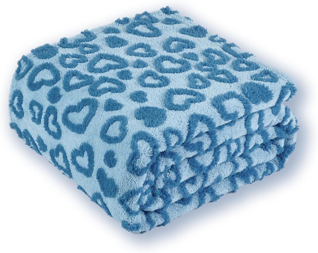 Blue Heart Blanket for Living Room - Cozy Blanket for Women, Twin Blanket for Bed 60x80 Inches