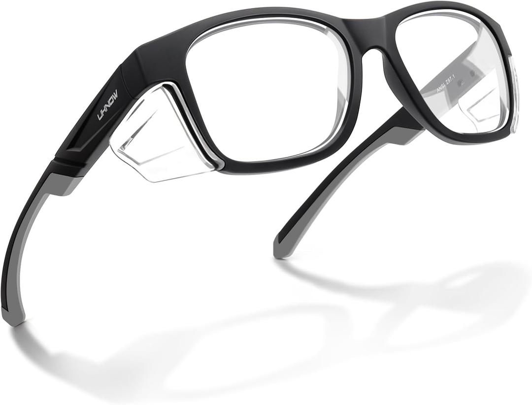 UKNOW Safety Glasses - Anti Fog Lenses - Eye Protection with Side Shields - ANSI Z87.1 Protective Eyewear - UV Protection (Black)