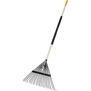 True Temper Steel Tine Leaf Rake with Hardwood/Steel Handle for Lawns, Gardening, and Dethatching, 22 Tines, Black