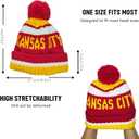 City Beanie Knit Hat with Pom Winter Cuffed Cap Sport Fans Gift (One Size, Kansas)
