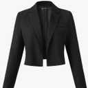 Beninos Womens Casual Blazers Open Front Cropped Blazer Jacket Blac, Small