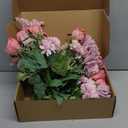 Zeyune 8 Pcs 13.4 Inch Artificial Flowers Bouquet Fake Silk Flowers Faux Bouquet Hydrangea Bouquets for Mother's Day Wedding Birthday Table Centerpieces Home Office Decoration(Bean Paste Pink,Rose)