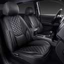 Tacoma Seat Covers Full Set 2016-2023, Leather Pickup Truck Seat Covers with Lumbar Support Custom Fit for Toyota Tacoma Double/Crew Cab SR SR5 TRD Sport TRD Off-Road TRD Pro(Black)