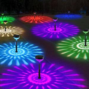 JNOEC 8Pack Solar Pathway Lights Outdoor, Color Changing+8 Fixed Color (Warm White, Cool White, Colored) Solar Lights Outdoor, Bright Solar Powered Garden Light