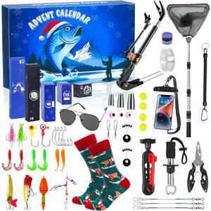 Fishing Advent Calendar 2025 for Adults,48pcs Advent Calendar for Boys,Mens Fishing Lure Advents Calendars Christmas,Countdown Gift for Adult Men Teen Boys Fish Lovers (Multi)