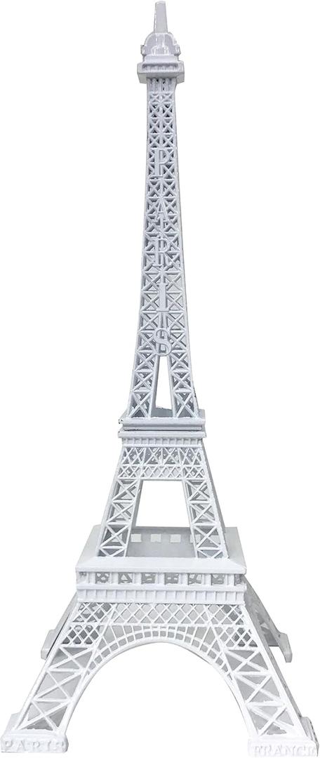 allgala 15" Eiffel Tower Statue Decor Alloy Metal, White