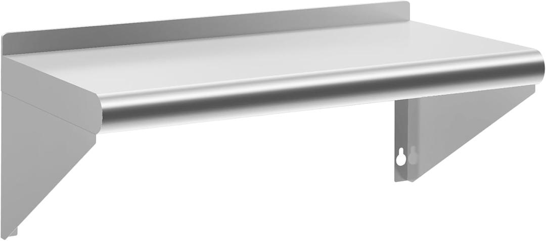 Stainless Steel Shelf 18" x 36", NSF Wall Mounted Commercial Metal Shelving with Backsplash for Restaurant, Utility Room, Kitchen and Garage
