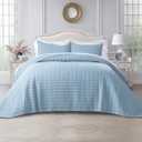 KASENTEX King XL Quilt Set 108"x98" Soft Washed 3-Layer Lightweight Bedspread, Minimalist Nordic Design, All-Season Spring & Summer Quilt Set (1 Quilt + 2 Pillow Shams), Grey Blue