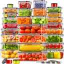 Set of 60 Food Storage Containers with Lids Airtight (30 Containers & 30 Lids), 100% Leak Proof Meal Prep Container for Kitchen, BPA-Free Plastic(Polypropylene5), Microwave/Dishwasher Safe, Labels & Pen