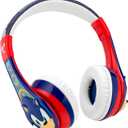 eKids Sonic The Hedgehog Bluetooth Headphones for Kids, Wireless Headphones with Microphone Includes Aux Cord, Volume Reduced Kids Earphones for School, Home, or Travel