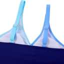 Funnycokid Girls One Piece Swimsuit Color Block Teen Bathing Suit with Pad Cover Up Skirt(7-16Y)