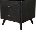 Solid Wood Nightstand with 2 Drawer, Narrow Bedside Tables with Bookshelf, Mid Century Modern Slim Skinny Side Table for Bedroom, Living Room, Small Spaces (40x40x50cm(16x16x20inch), Black)