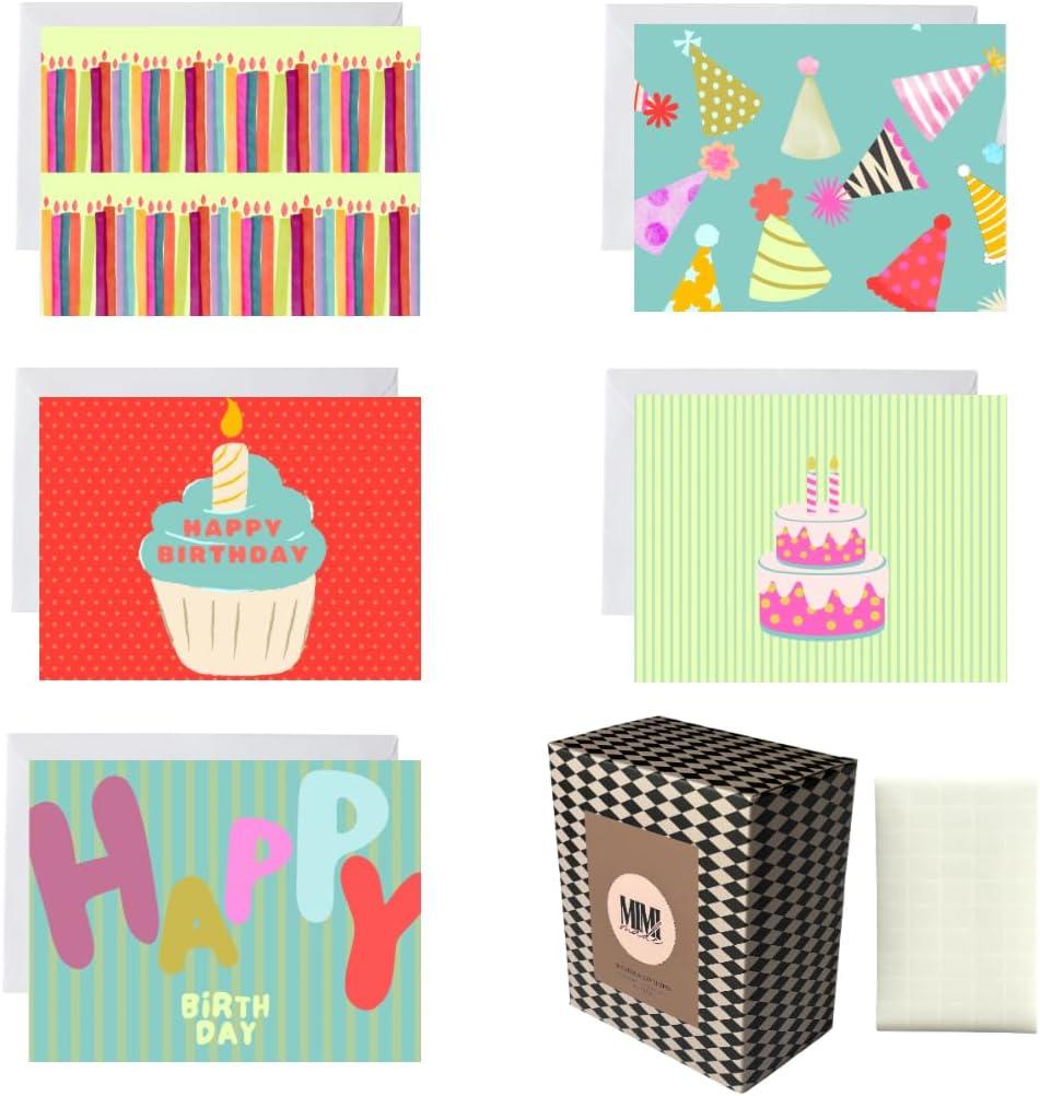 Premium Boxed Thank You Cards with Envelopes || 50 Count || 5 Modern Designer prints || Bulk Stationery Set for Clients, Weddings, Showers, Multi-Use || USA || Premium cardstock (Birthday)