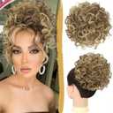 PEACOCO Messy Bun Short Curly Ponytail Extension Elastic Drawstring Loose Hair Bun for Women with Thinning Hair High Temperature Synthetic Fiber Hair Bun 80g, Light Ash Blonde Mixed Bleach Blonde