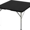 BDDC 34" x 34" Square Fitted Table Cover - Stretchy Spandex Black Table Cloth, Washable & Wrinkle-Resistant Tablecloth for Tables, Indoor/Outdoor Picnics, Patios & Events