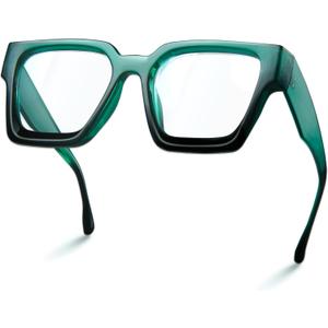 livho Oversized Blue Light Blocking Glasses for Woman and Men - Rectangle Fashion Glasses for Computer, Chic Preppy Frame (Dark Green Gradient)