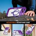 for iPhone 17 Pro Max Case with Magnetic Invisible Stand [Compatible with MagSafe] Military Drop Protection Shockproof Slim Translucent Skin-Touch Case Cover Violet