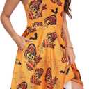 Kingfancy Summer Dresses for Women 2025 V-Neck Spaghetti Strap Sundresses Short Dress with Pockets (S)