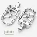 MDPROMCP CNC Motorcycle Wide Foot Pegs Aluminum 360 Roating Adjustable Suitable Compaitble with Dyna Fatboy Iron 883 Sportster 883(Silver)