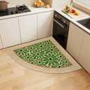 SHIYUE Triangle Corner Rug Kitchen Rugs Washable Non Slip Area Rug Water, Comfort Soft Rubber Standing Sink Mat Bathroom and Bedroom Laundry Mat(39in Green Flower)