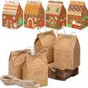 Epakh 48 Pcs Christmas Gingerbread House Coloring Gift Boxes Mini Gingerbread House Cookie Goodie Boxes Christmas Treat Bags for Xmas Party Favors Color Own Gift Candy Bag 3.94 x 2.76 Inch(Brown)