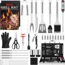 Grill Set, Grilling Gifts for Men, 34PCS BBQ Tools Accessories for Outdoor Grill with Aluminum Case, Spatula,Tongs &Skewers,Smoker Accessories for Birthday, Dad, Wedding