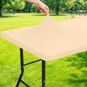 Moosfor Spandex 5 Foot Rectangle Table Cloth, Elastic Fitted Tablecloths for Picnic, Stretch Washable Patio Table Cover for Outdoor, Camping, Banquet and Parties (Ivory, 30"x60")