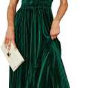 Simplee Women’s Short Sleeve Velvet Maxi Dress V Neck Formal Dress(XL Green)