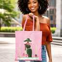 cahduenx Sorority Gifts Tote Bag for Women, Pink Canvas Reusable Grocery Bags for Shopping Travel Work Daily Use
