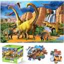 Jumbo Floor Puzzle for Kids,48 Piece Waterfall Dinosaur Large Jigsaw Puzzles, Fun Preschool Educational Toy for Toddlers Ages 3-5,Easter Gift for Boy Girl Ages 4-8 (7.08"L x 5.11"W)